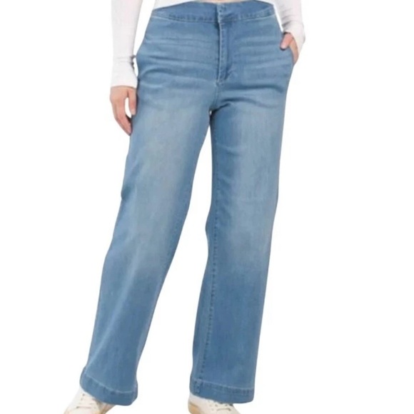 Oat New York Wide Leg High Waist Denim Jeans Light Wash Womens Sz 6 28 Boho - Picture 1 of 13